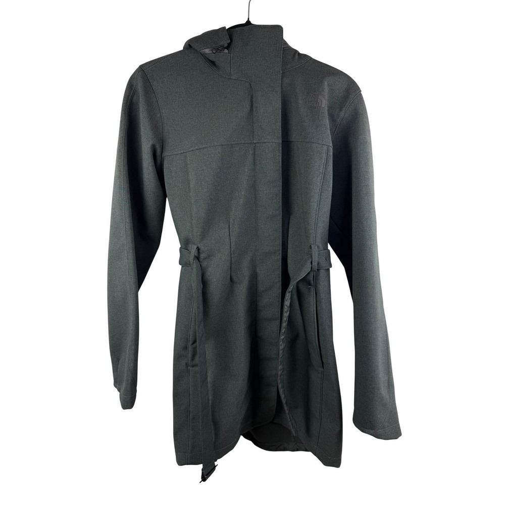 The North Face Laney II Trench Coat Womens Medium Grey Softshell Hooded Jacket - Picture 1 of 8